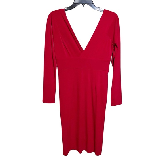 Moda International women's dress red size M Stretch Sexy V-neck Bodycon - Picture 1 of 7